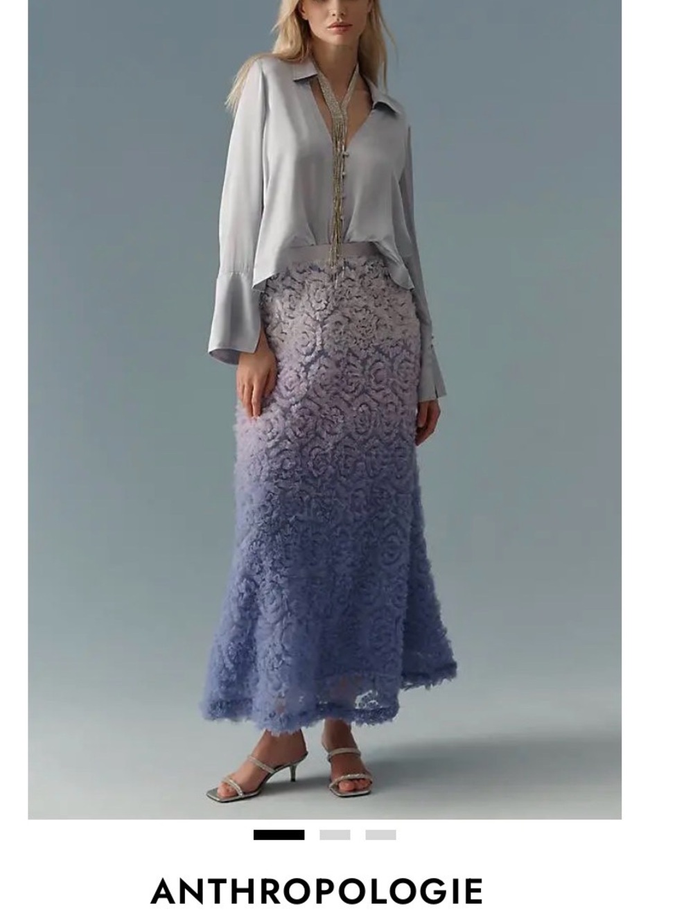 Anthropologie Ombre Rosette Midi Skirt - Lavender to Blush